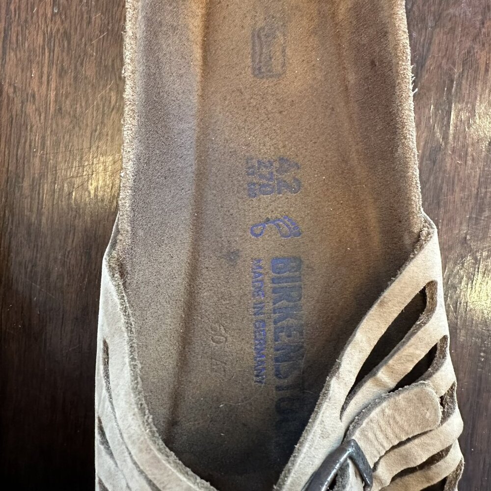 Birkenstock Granada Light Brown Leather Sandals Strappy Buckle Slide Size 42 - Picture 7 of 8